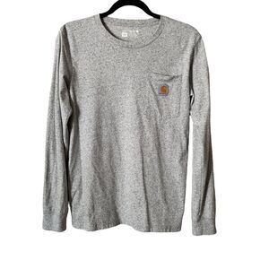Carhartt Shirt Boys Large Gray Long Sleeve Pocket Logo Crewneck Outdoor workwear